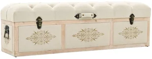 VidaXL Lumarko Ławka ze schowkiem, 110 cm, kremowa, lita jodła i tkanina! 339296 VidaXL - Ławki do przedpokoju - miniaturka - grafika 2