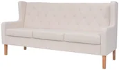 Sofy i kanapy - vidaXL Sofa 3-osobowa, materiałowa, kremowa - miniaturka - grafika 1