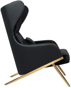 Fotel biurowy, krzesło biurowe King Home Fotel HAMPTON VELVET czarny ekoskóra czarna złota podstawa MSE011000304.E43V41 - Fotele i krzesła biurowe - miniaturka - grafika 2