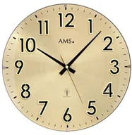 Zegary - AMS unisex zegary ścienne radio analogowe szkło mineralne złota próby 5974 F5974 - miniaturka - grafika 1