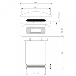 Sea-Horse Korek umywalkowy click-clack mosiądz/czarny z przelewem XM-KK-W005-A-ZP-B - Korki do umywalek - miniaturka - grafika 2