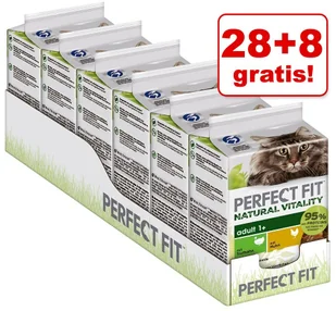 Perfect Fit 28 + 8 gratis! Natural Vitality Adult 1+, 36 x 50 g - Indyk i ryba morska z połowów dalekomorskich, 36 x 50 g - Mokra karma dla kotów - miniaturka - grafika 2
