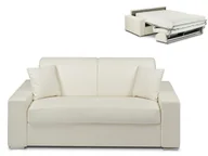 Sofy i kanapy - Vente-Unique 2-osobowa kanapa z ekspresowym mechanizmem rozkładania z materiału skóropodobnego EMIR - Kolor: biały - Miejsce do spania: 120 cm - Materac 22 cm - miniaturka - grafika 1