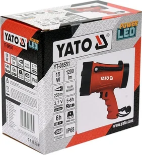 Yato SZPERACZ PISTOLETOWY 15W 1200LM IP68 AKUMULATOROWY ZASIĘG 250M LI-ION 3,7V 4400MAH - Latarki Yato SZPERACZ PISTOLETOWY 15W 1200LM IP68 AKUMULATOROWY ZASIĘG 250M LI-ION 3,7V 4400MAH - Latarki - miniaturka - grafika 5