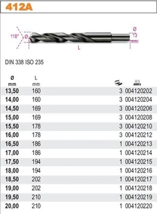 BETA WIERTŁO CYLIND.KRÓTKIE CZERN.HSS 16,50MM 412A/16.5 - Wiertła - miniaturka - grafika 2