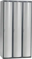 Szafki BHP - AJ Produkty Szafa szatniowa Curve 3 sekcje 3 drzwi 1740x900x550 mm jasnoszary metal 1311153 - miniaturka - grafika 1