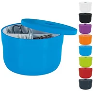 Kosmetyczki, organizery i kuferki - Spirella Spirella Organizer na kosmetyki "Cocco" z indywidualnie regulowanymi przegródkami, pudełko do przechowywania kosmetyków i biżuterii 15 x 9 cm z pokrywką niebieski 10.17227 - miniaturka - grafika 1