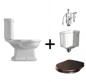 Deski sedesowe - Kerasan Retro Zestaw Toaleta WC kompaktowa 72x38,5 cm + deska wolnoopadająca + spłuczka + mechanizm spłukujący biały/orzech/chrom 101301+108840+1081+750990 - miniaturka - grafika 1