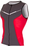 Bielizna sportowa męska - ZEROD koszulka triathlonowa RACER SINGLET szaro-czerwona - miniaturka - grafika 1