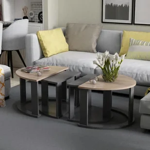 Homemania Homemania Stolik kawowy Antella, 90x60x41 cm, czarno-naturalny M.M.01.01.09.01781 - Ławy i stoliki kawowe - miniaturka - grafika 6