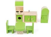 Akcesoria dla lalek - Small Foot by Legler Small Foot 10873 lalka meble z drewna do kuchni w domek dla lalek, inkl. lodówka, zabudowach kuchennych, stół i krzesła, nadaje się do gięcia laleczka, idealny dla lalek akcesoria dla dzieci od 3 roku - miniaturka - grafika 1