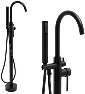 Yoka Bateria wolnostojąca wannowa podłogowa prysznicowa czarna - Yoka BP.VIENNA BLK - Baterie wannowe i prysznicowe - miniaturka - grafika 2