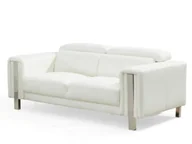 Sofy i kanapy - Vente-Unique Sofa 2-osobowa z materiału skóropodobnego MAROUA - Biały - miniaturka - grafika 1