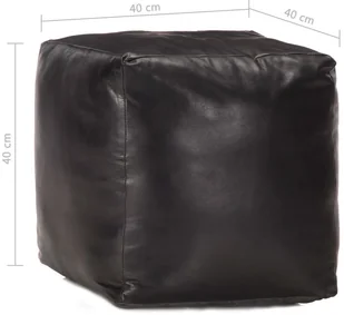 vidaXL vidaXL Puf, czarny, 40x40x40 cm, prawdziwa kozia skóra - Pufy i podnóżki - miniaturka - grafika 3