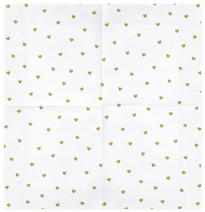 PartyDeco Serwetki "Złote Serca", białe, 33 cm, 20 szt SP33-49-008 - Gadżety dla niej i dla niego - miniaturka - grafika 4