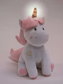 Maskotki i pluszaki - Jemini 023755 futro licorne +/-24 cm Musicale et lumineuse muzyczny i świecący pluszowy zwierzak, Blanc Rose 023755 - miniaturka - grafika 1
