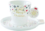 Filiżanki - Nuova R2S Easy life FILIŻANKA PORCELANOWA DO ESPRESSO ZE SPODKIEM Merry Christmas BOMBKA 150 ml 1321 MCHB - miniaturka - grafika 1