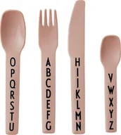 Sztućce dla dzieci - Design Letters Sztućce dziecięce w zestawie AJ Kids 4 el. nude 20201301NUDE plastik - miniaturka - grafika 1