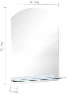 vidaXL Lustro ścienne z półką, 50x70 cm, hartowane szkło - Lustra - miniaturka - grafika 6