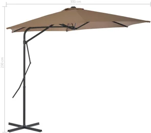 vidaXL Parasol ogrodowy na słupku stalowym, 300 cm, kolor taupe - Parasole ogrodowe - miniaturka - grafika 7