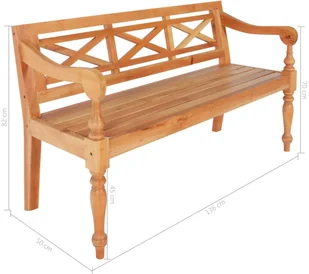 vidaXL Ławka Batavia, 136 cm, lite drewno mahoniowe, jasnobrązowa vidaXL - Ławki do przedpokoju - miniaturka - grafika 7