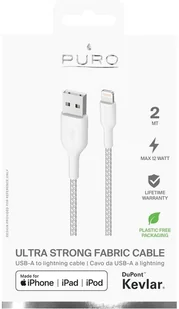 PURO PURO Fabric Ultra Strong Kabel w oplocie heavy duty USB-A / Lightning MFi 2m (biały) CAPLTFABK32MTWHI - Kable komputerowe i do monitorów - miniaturka - grafika 4