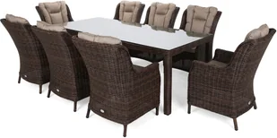 HOME & GARDEN Meble ogrodowe technorattanowe Bristol 230 cm Brown Mat / Brown Melange 8+1 485021 - Meble ogrodowe - miniaturka - grafika 2