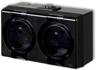 Gniazdka elektryczne - Karlik Gniazdo podwójne z uziemieniem bryzgoszczelne IP44 SENIOR Czarny 12GHS-2nd - miniaturka - grafika 1