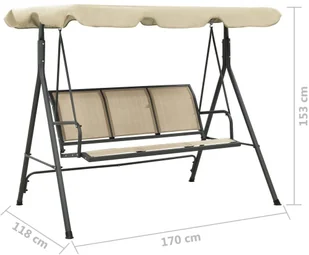 vidaXL Huśtawka ogrodowa z baldachimem, antracytowo-piaskowa 313325 - Huśtawki - miniaturka - grafika 8