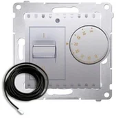 Klawisze i ramki - Simon SA SIMON54 Regulator temperatury z czujnikiem zewnętrznym (moduł) 16(2) A, 230V~. W komplecie czujnik zewnętrzny (sonda). Montaż na wkręty; srebrny mat DRT10Z.02/43 - miniaturka - grafika 1