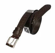 Paski - WIREX (PL) Pasek Skórzany Męski WIREX (PL) GŁADKI SZARFOWANY "BIEŻNIK" CIEMNY CZEKOLADOWY 35 mm Skóra Licowa Extra - miniaturka - grafika 1