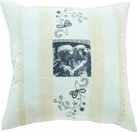 Poduszki dekoracyjne - My Flair 24.16ra romans poduszka, 40x40x14 cm, z wypełnieniem, 50% bawełna, 50% poliester, pranie ręczne, beżowy z czarnym/szarymi motyw 24.16RA - miniaturka - grafika 1