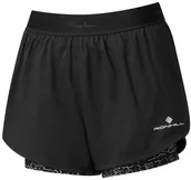Spodnie sportowe damskie - RONHILL RONHILL Spodenki biegowe damskie LIFE TWIN SHORT black mono ripple - miniaturka - grafika 1