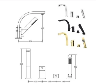 PMD Piramida PMD Decco Bateria nawannowa 4 otworowa złota BW-D4-ZL - Baterie wannowe i prysznicowe - miniaturka - grafika 3