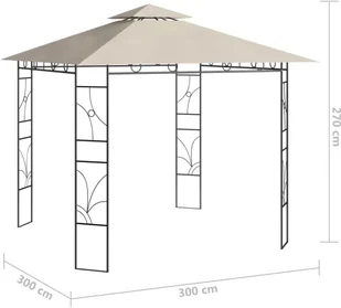 vidaXL Lumarko Altana, 3x3x2,7 m, kremowa, 160 g/m! 313912 - Altany ogrodowe - miniaturka - grafika 5