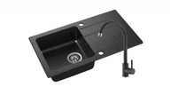 Zlewozmywaki z baterią - Axis Zlewozmywak Granitowy LAGOON 160 czarny nakrapiany z baterią czarną lagoon160cnbatcn - miniaturka - grafika 1