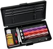 Akcesoria do sztućców - Lansky firmy Weck zestaw do ostrzenia, z 3 kamienie, niski, średni, Fein, w zestawie: Klamra, prowadnica prętów, olej szlifierski, pudełko transportowe LK3DM - miniaturka - grafika 1