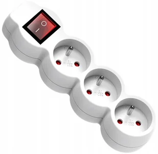 Orno Polska sp. z o.o. Przedłużacz 3-krotny 2P+Z, z wyłącznikiem, 3m H05VV-F 3x1,0mm2, Imax=10A (biały) OR-AE-13146/W/3M - Wyłączniki światła i elektryczne - miniaturka - grafika 2