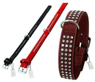 Smycze dla psów - dr Seidla Buffalo wykonane ze skóry z kamieniami strasu w 6 kolorach i 12 rozmiarach (od 18 cm do 65 cm), czarny - miniaturka - grafika 1