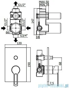 Paffoni Ringo-West Bateria podtynkowa z przełącznikiem chrom RIN015CR | - Baterie umywalkowe - miniaturka - grafika 2