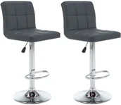Taborety i hokery - vidaXL Stołki barowe, 2 szt., szare, sztuczna skóra - miniaturka - grafika 1