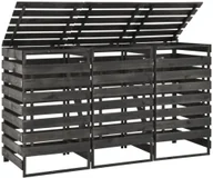 Kosze na śmieci - VidaXL Lumarko Osłona na 3 kosze na śmieci, 210x75x121 cm, malowana sosna 315412 VidaXL - miniaturka - grafika 1