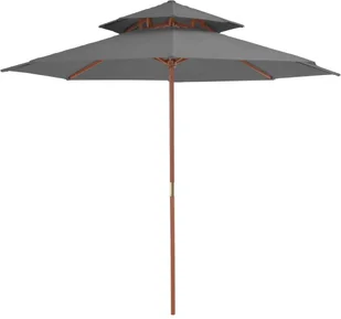 vidaXL Parasol ogrodowy z podwójnym daszkiem, 270 cm, antracytowy - Parasole ogrodowe - miniaturka - grafika 2