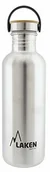 Shakery i bidony sportowe - Laken Basic Steel bidon dla dzieci, ze stali nierdzewnej, ze standardowym otworem i nakrętką z bambusa, srebrny - miniaturka - grafika 1