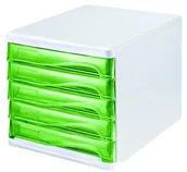 Regały - Helit h6129450 szafka z szufladami Economy, 5 kieszenie, z możliwością napisów, jasnoszary/półprzezroczysty Zielony H6129450 - miniaturka - grafika 1