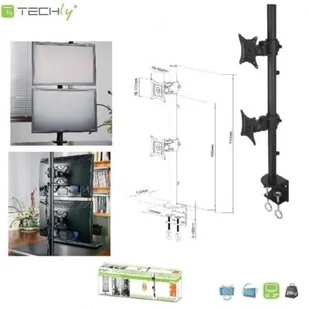 Techly Techly Podwójne ramię biurkowe do LED/LCD 13-27'' 2x10kg pionowe regulowane 020690 [6220399] - Akcesoria do monitorów - miniaturka - grafika 2