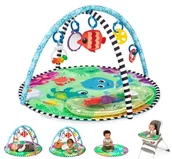 Maty edukacyjne - Baby Einstein Sea Floor Explorers mata wodna 2 w 1, siłownia do zabawy, 4 tryby do zabawy dla dziecka, 5 zdejmowanych zabawek, łatwa do przenoszenia, noworodk+ - miniaturka - grafika 1