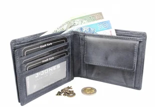 Jennifer Jones Portfel Męski Skórzany 5708 Skóra Licowa Duży Poziomy Bez Zapięcia Jedno Skrzydełko Wewnątrz RFID - Portfele - miniaturka - grafika 6