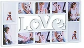 Ramki na zdjęcia - Relaxdays ramka zdjęcia Collage Love, ramki zdjęcia 10 zdjęć, tworzywo sztuczne, wys. x szer. x gł.: 36,5 x 72 x 2 cm, w kolorze czarnym lub białym 10021856_49 - miniaturka - grafika 1