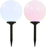 Lampy ogrodowe - vidaXL Kuliste lampy solarne na zewnątrz, 2 szt., LED, 30 cm, RGB - miniaturka - grafika 1